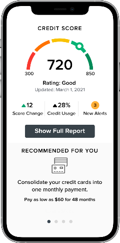 Mobile Device with Credit Sense information